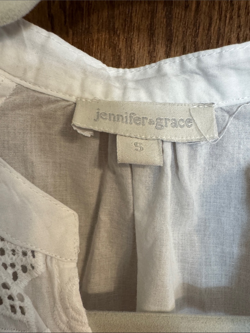 Women's White Lace-Trim Peasant Blouse - Picture 2 of 5